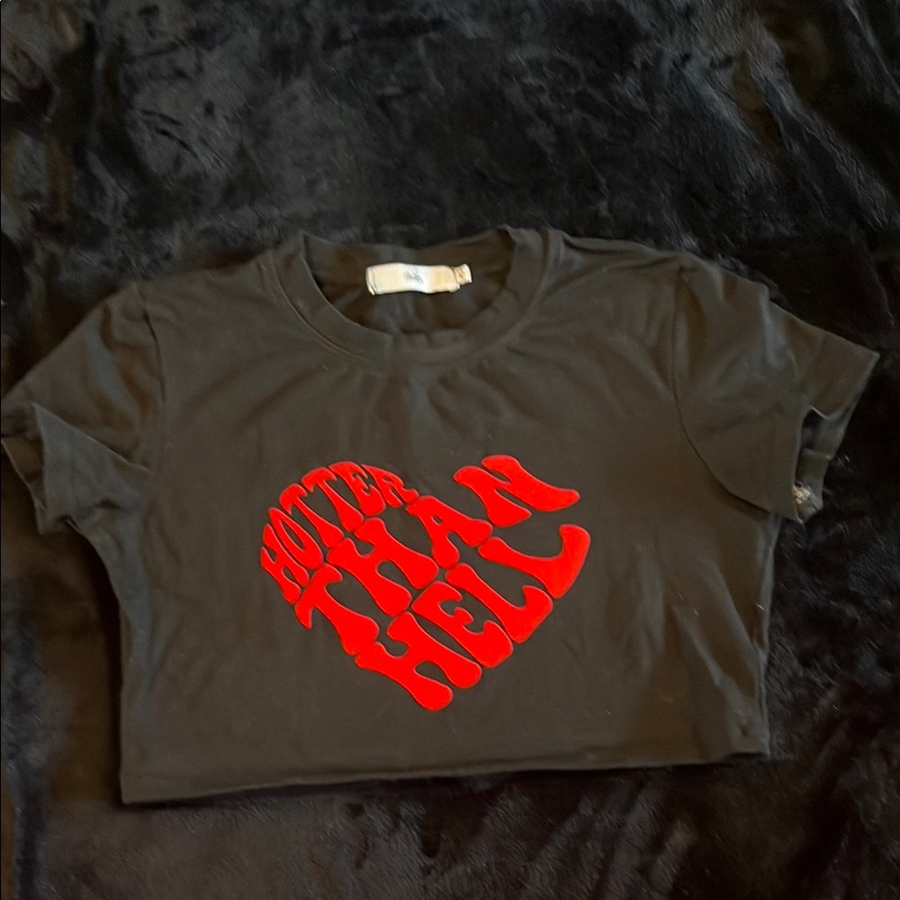 Adika Black Crop Top with Red Graphic